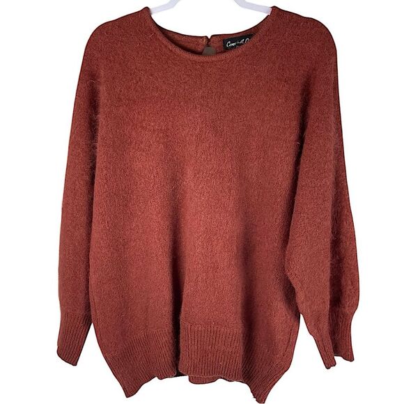 Connie A Lee Rust Red fuzzy Angora Knit Long Sleeve Sweater Women’s Size M/L - Picture 1 of 7